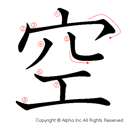 空の書き順画像低解像度版