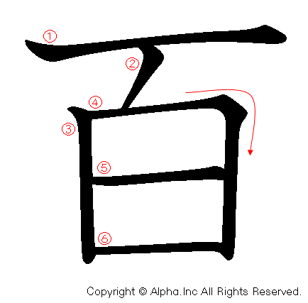 百の書き順画像低解像度版