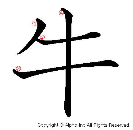 牛の書き順画像低解像度版