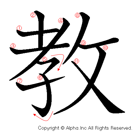 教の書き順画像低解像度版