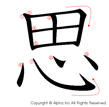 思の書き順画像低解像度版