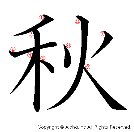 秋の書き順画像低解像度版