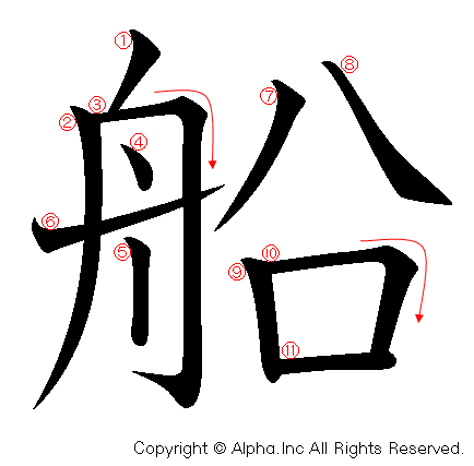 船の書き順画像低解像度版