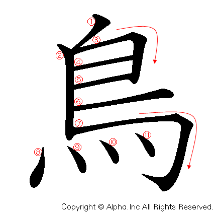 鳥の書き順画像低解像度版