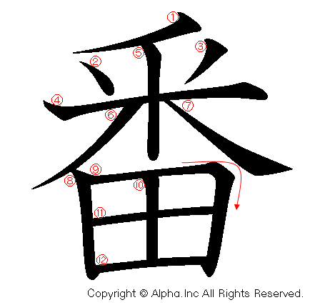 番の書き順画像低解像度版