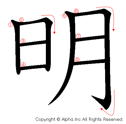 明の書き順画像低解像度版