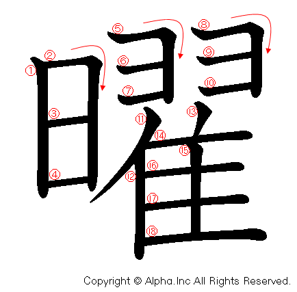 曜の書き順画像低解像度版