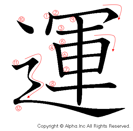 運の書き順画像低解像度版