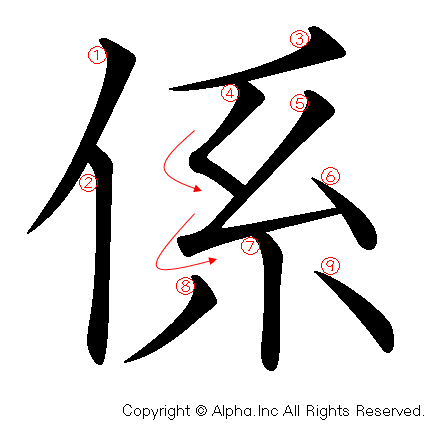 係の書き順画像低解像度版