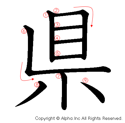 県の書き順画像低解像度版