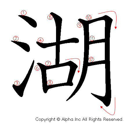 湖の書き順画像低解像度版