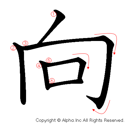 向の書き順画像低解像度版