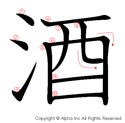 酒の書き順画像低解像度版