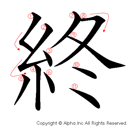 終の書き順画像低解像度版