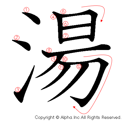 湯の書き順画像低解像度版