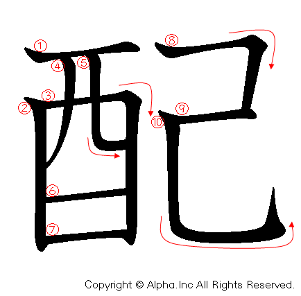 配の書き順画像低解像度版