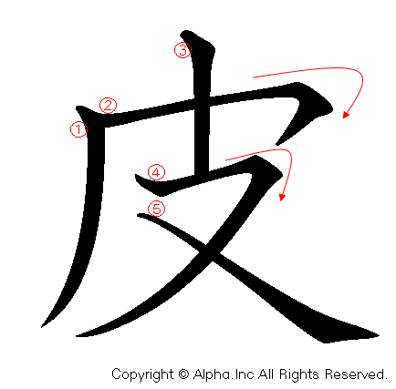 皮の書き順画像低解像度版