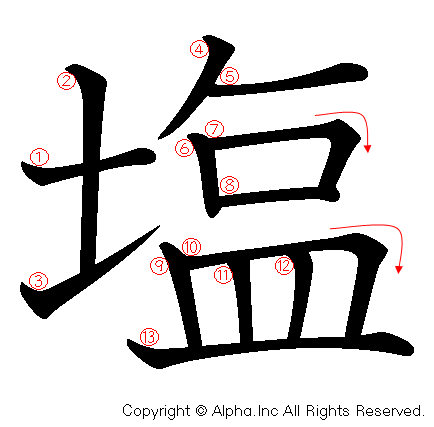 塩の書き順画像低解像度版