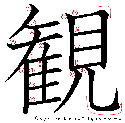 観の書き順画像低解像度版