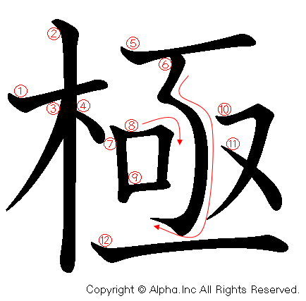 極 の書き順 筆順と書き方