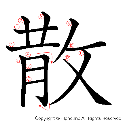 散の書き順画像低解像度版