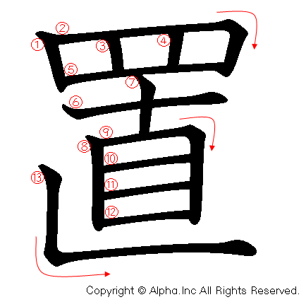 置の書き順画像低解像度版