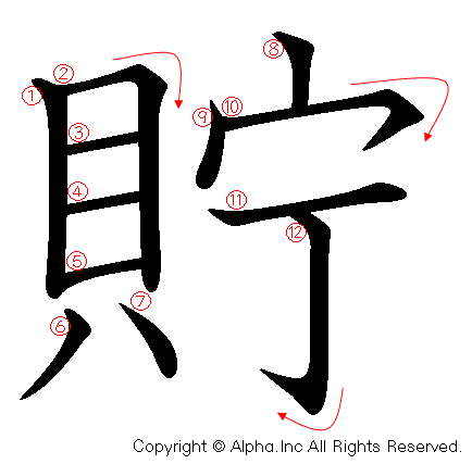 貯の書き順画像低解像度版