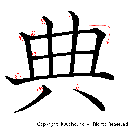 典の書き順画像低解像度版