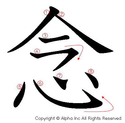 念の書き順画像低解像度版