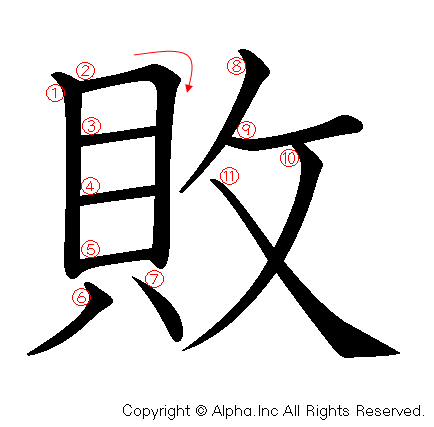 敗の書き順画像低解像度版