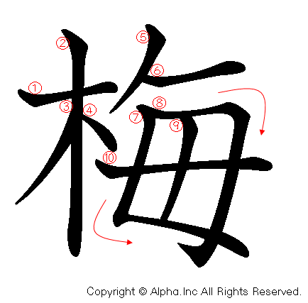 梅の書き順画像低解像度版