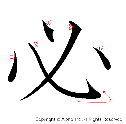 必の書き順画像低解像度版