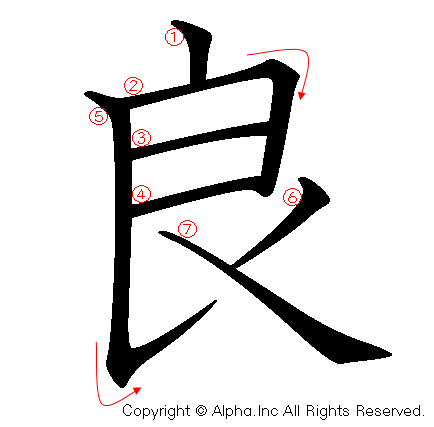 良の書き順画像低解像度版