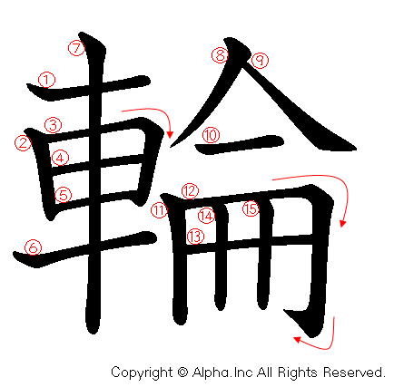 輪の書き順画像低解像度版