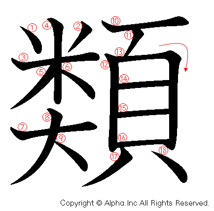 類の書き順画像低解像度版