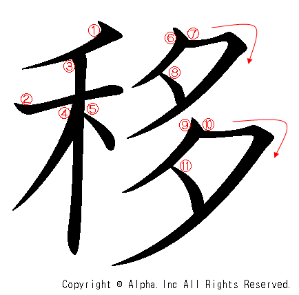 移の書き順画像低解像度版