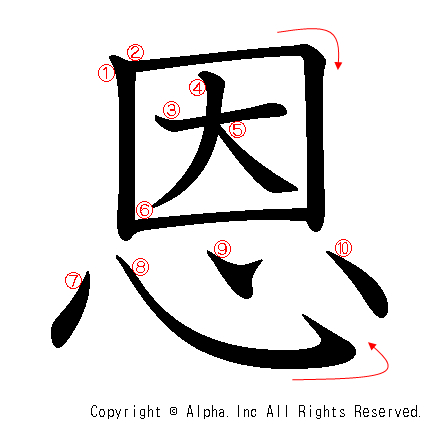 恩の書き順画像低解像度版