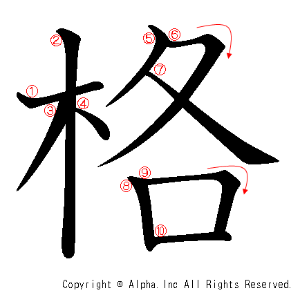 格の書き順画像低解像度版