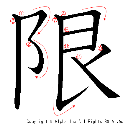 限の書き順画像低解像度版