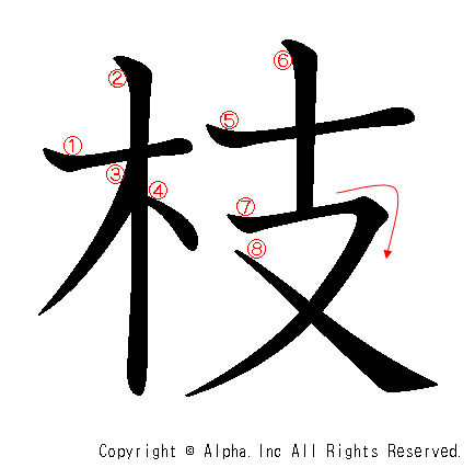 枝の書き順画像低解像度版