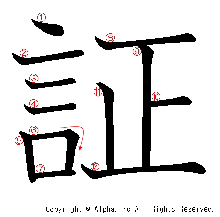 証の書き順画像低解像度版