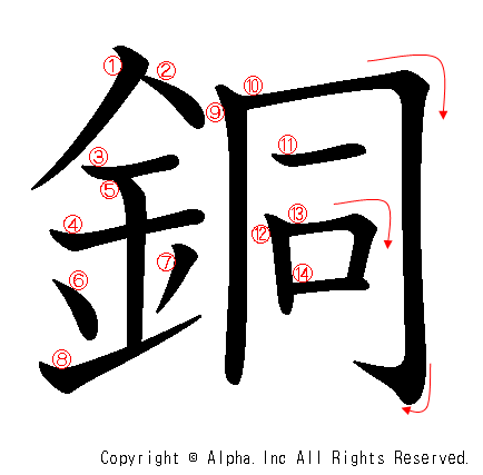 銅の書き順画像低解像度版