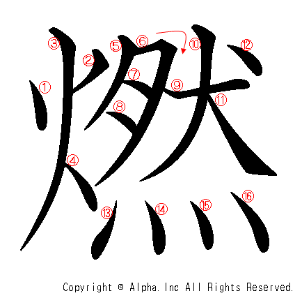 燃の書き順画像低解像度版