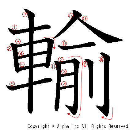 輸の書き順画像低解像度版