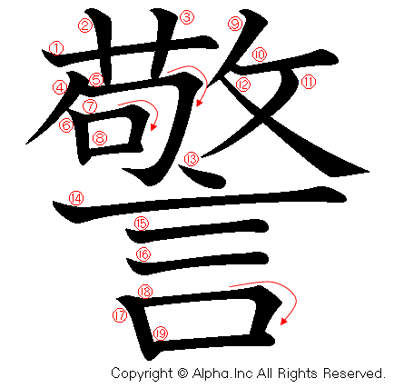 警の書き順画像低解像度版