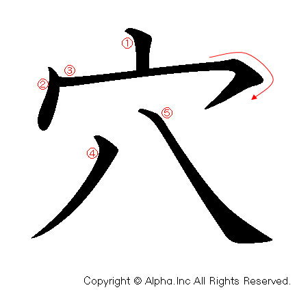 穴の書き順画像低解像度版