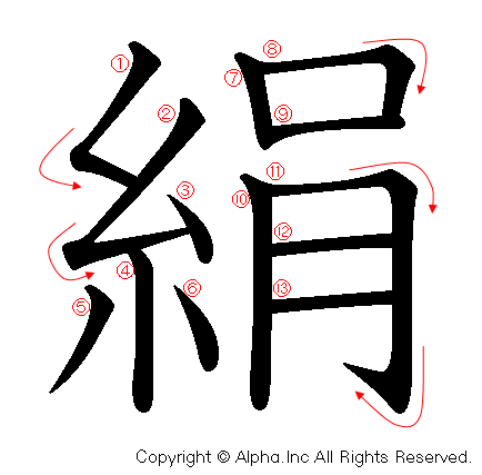 絹の書き順画像低解像度版