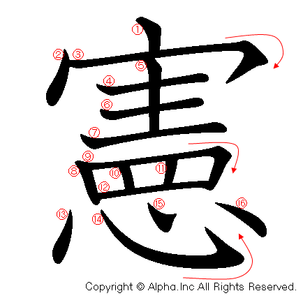 憲の書き順画像低解像度版