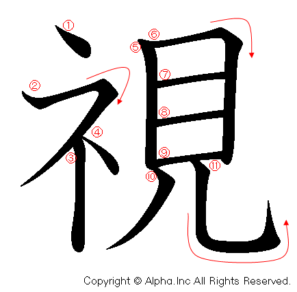 視の書き順画像低解像度版