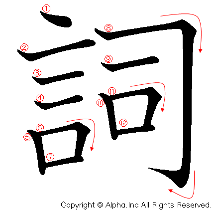 詞の書き順画像低解像度版